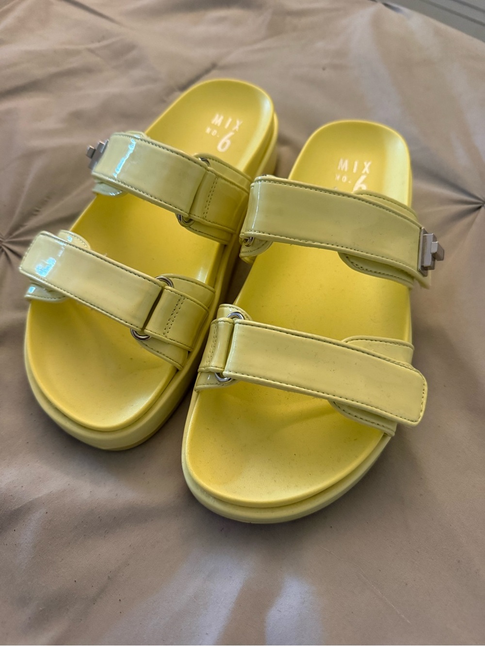 Mix No. 6 Yellow Double-Strap Slide Sandals